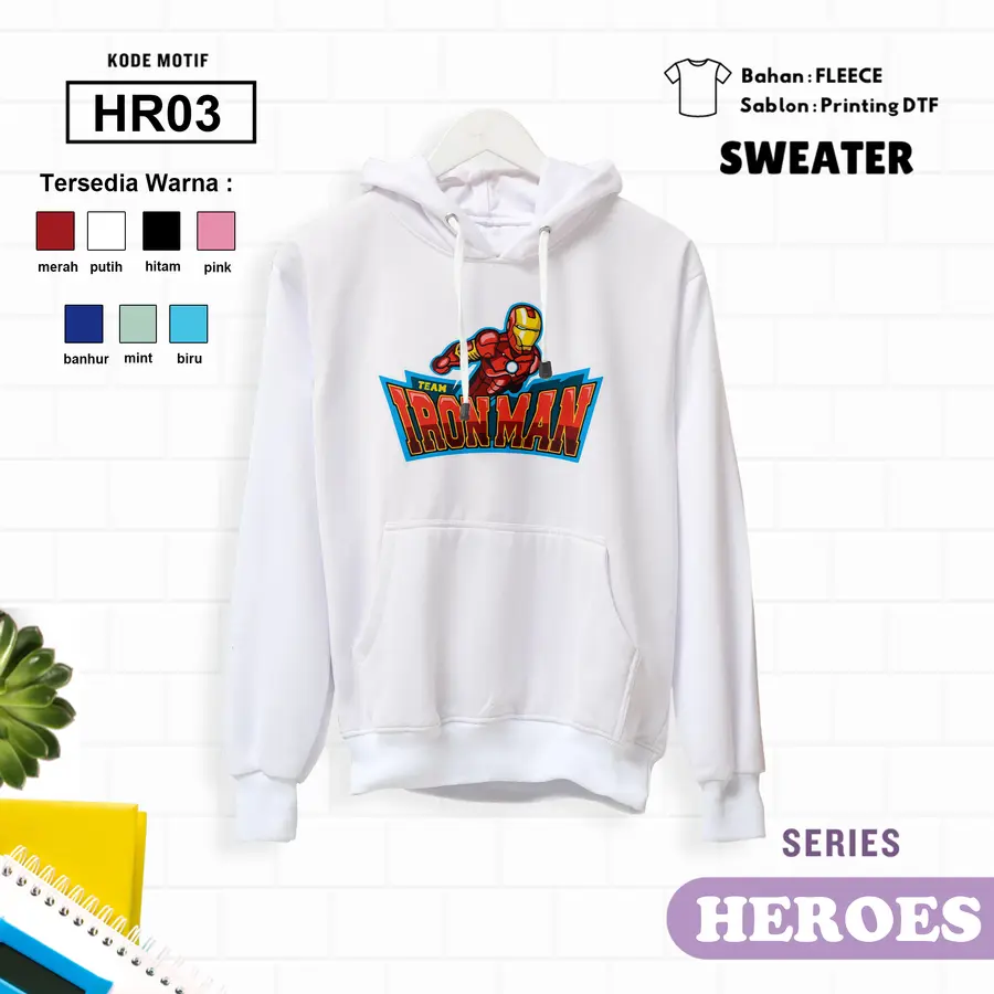 HR03 - Sweater Kids Fleece Panjang [Varian: L (5-6 y) / Biru]