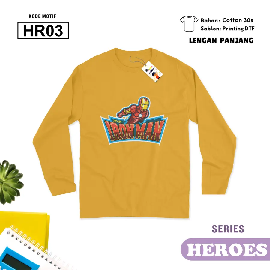 HR03 - Kaos Kids/Junior Cotton 30s Panjang [Varian: S Kids (1-2 y) / Biru Turkish]
