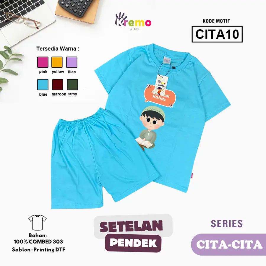 CITA10 - Setelan Kids Combed 30s Pendek [Varian: S (3-4 y) / Army]