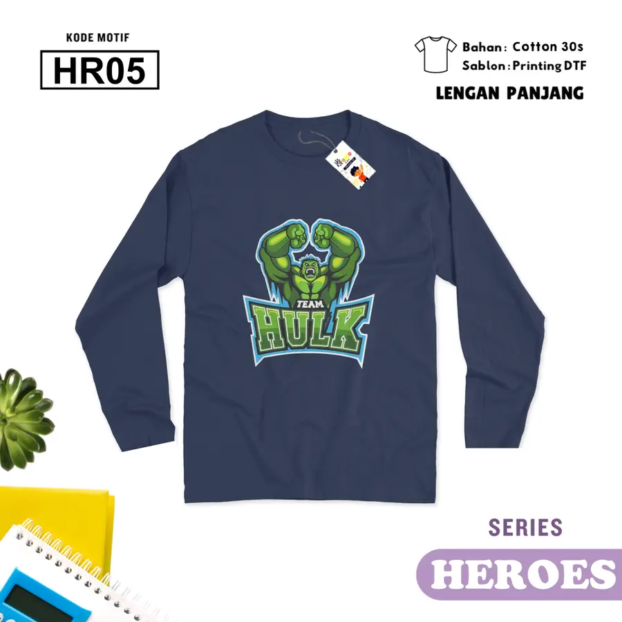 HR05 - Kaos Kids/Junior Cotton 30s Panjang [Varian: S Kids (1-2 y) / Biru Turkish]