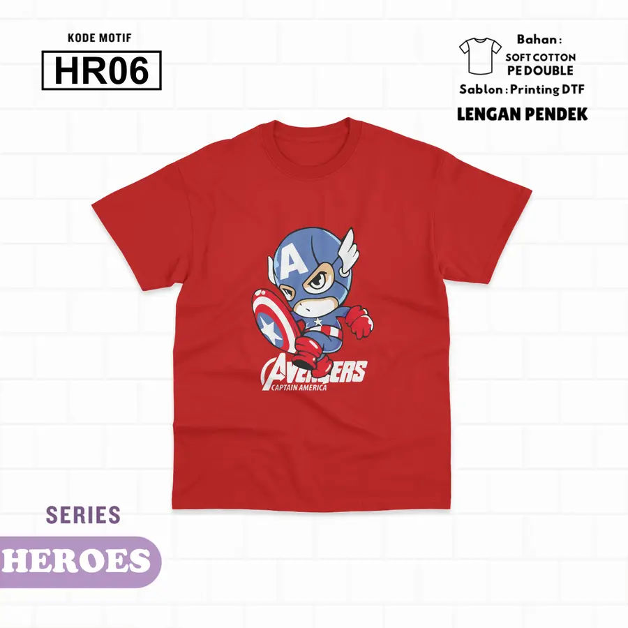 HR06 - Kaos Kids Soft Cotton Pendek [Varian: L (5-6 y) / Hitam]