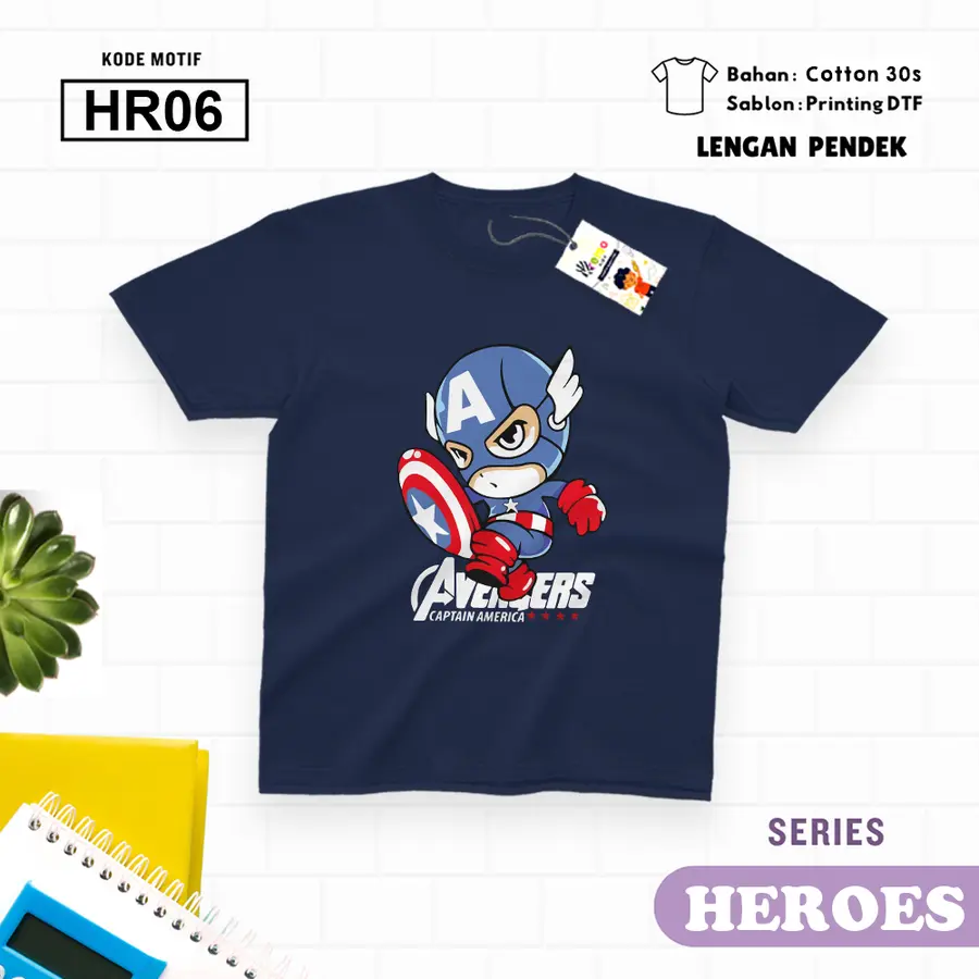 HR06 - Kaos Dewasa Cotton 30s Pendek [Varian: M / Biru Turkish]