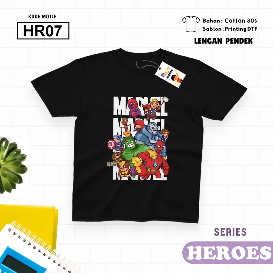 HR07 - Kaos Kids/Junior Cotton 30s Pendek [Varian: S Kids (1-2 y) / Biru Turkish]