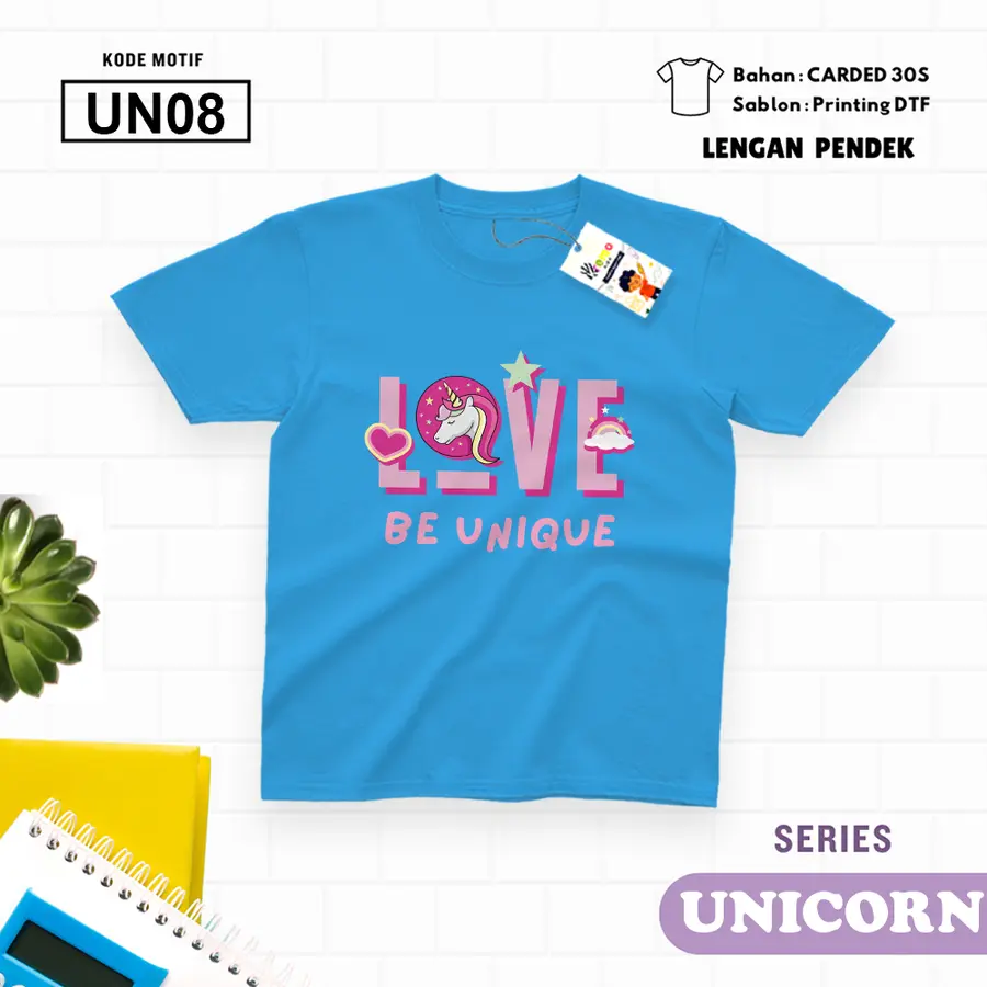UN08 - Kaos Dewasa Cotton 30s Pendek [Varian: M / Biru Turkish]