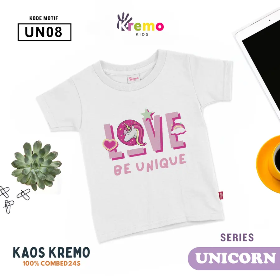 UN08 - Kaos Kids Combed 24s Pendek [Varian: S (3-4 y) / Biru]