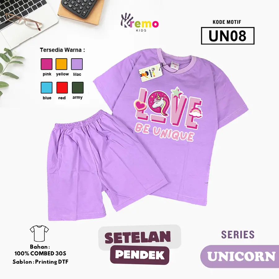 UN08 - Setelan Kids Combed 30s Pendek [Varian: S (3-4 y) / Army]