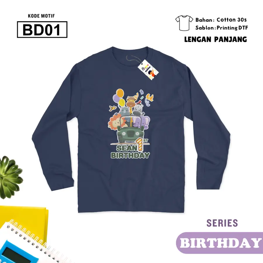 BD01 - Kaos Dewasa Cotton 30s Panjang [Varian: M / Hitam]