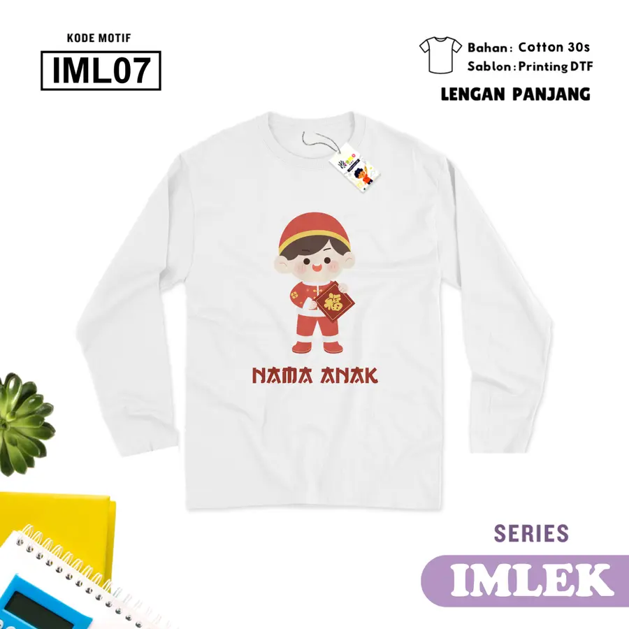 IML07 - Kaos Dewasa Cotton 30s Panjang [Varian: M / Hitam]