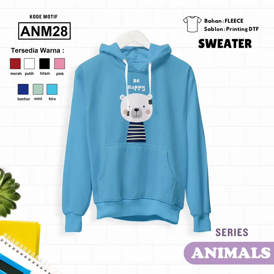 ANM28 - Sweater Kids Fleece Panjang [Varian: L (5-6 y) / Banhur]