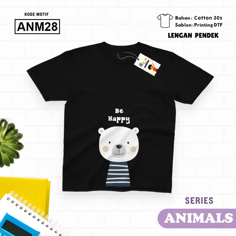 ANM28 - Kaos Dewasa Cotton 30s Pendek [Varian: M / Biru Turkish]