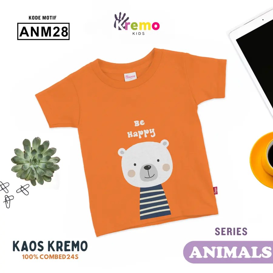 ANM28 - Kaos Kids Combed 24s Pendek [Varian: S (3-4 y) / Biru]