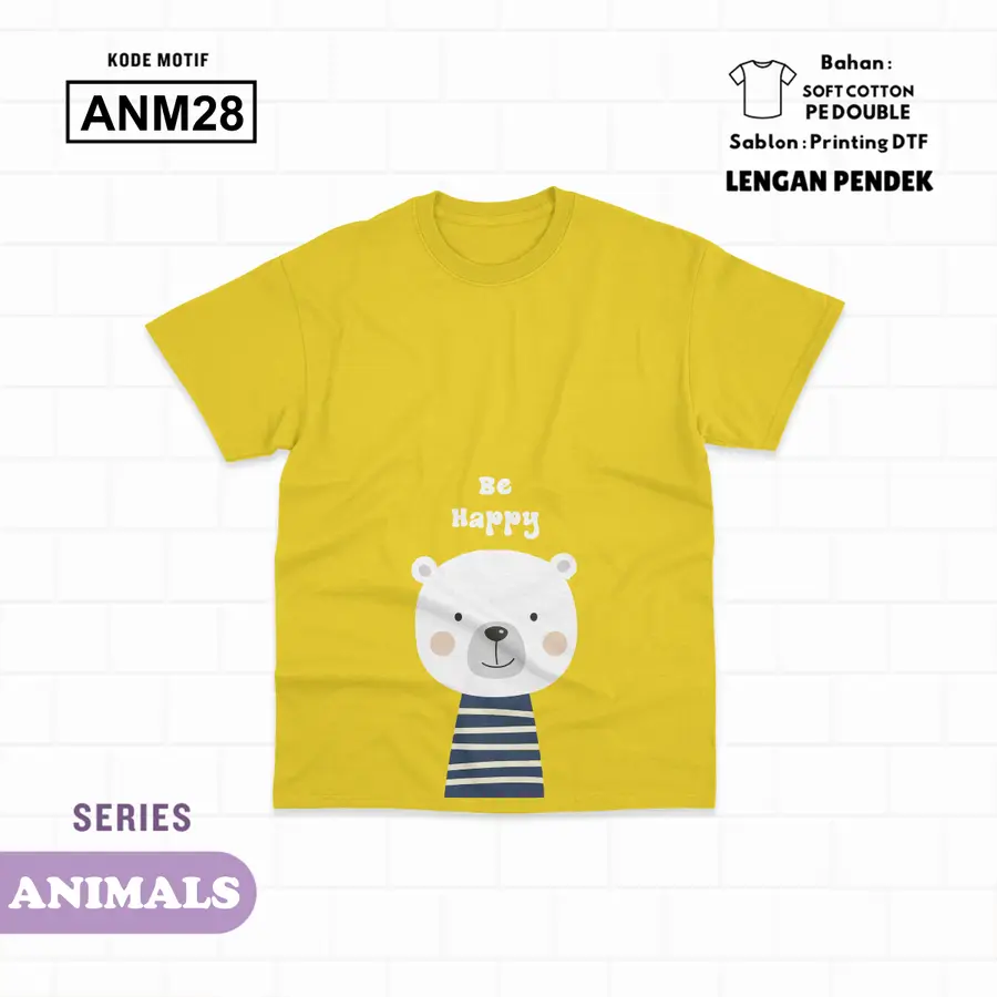 ANM28 - Kaos Kids Soft Cotton Pendek [Varian: L (5-6 y) / Hitam]