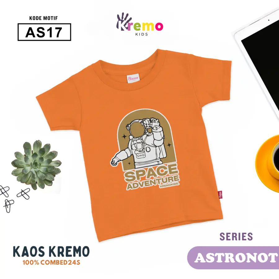 AS17 - Kaos Kids Combed 24s Pendek [Varian: S (3-4 y) / Biru]