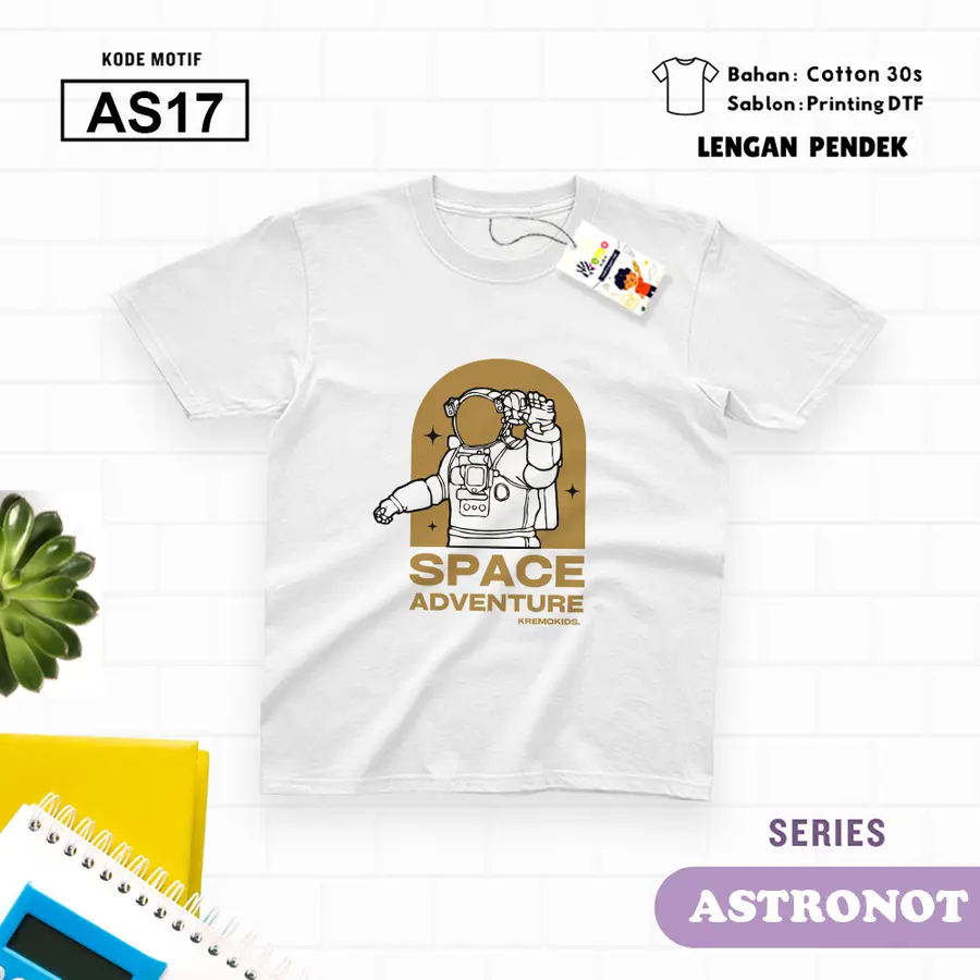 AS17 - Kaos Kids/Junior Cotton 30s Pendek [Varian: S Kids (1-2 y) / Biru Turkish]