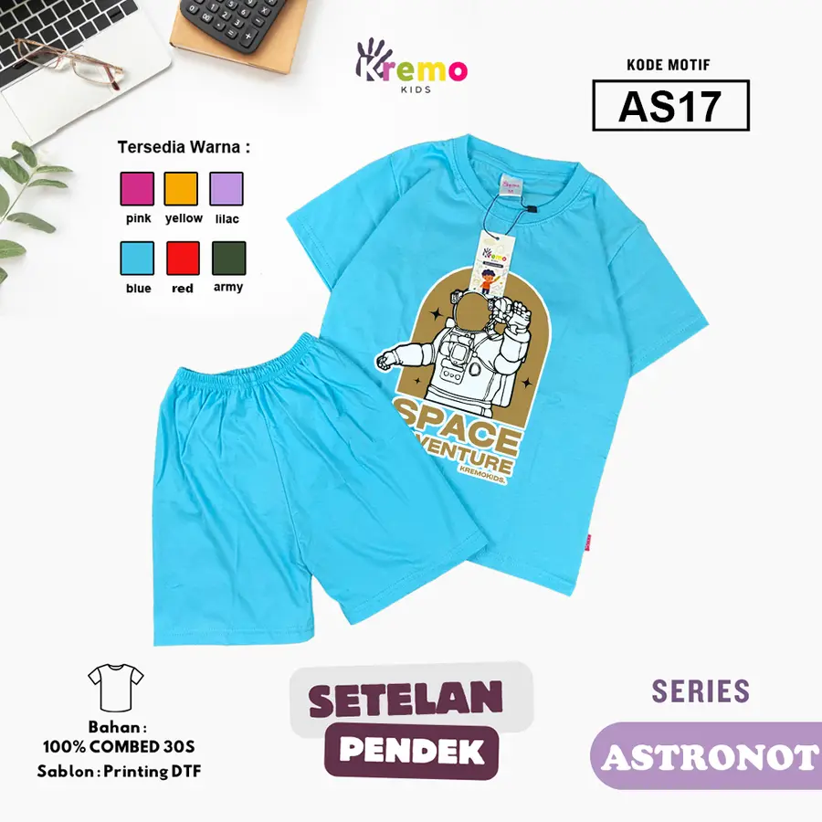 AS17 - Setelan Kids Combed 30s Pendek [Varian: S (3-4 y) / Army]