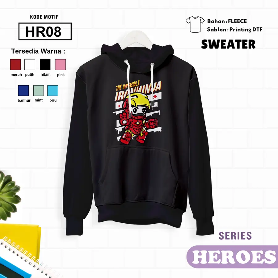 HR08 - Sweater Kids Fleece Panjang [Varian: L (5-6 y) / Biru]