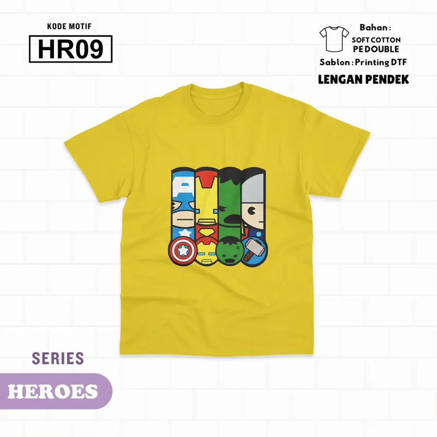 HR09 - Kaos Kids Soft Cotton Pendek [Varian: L (5-6 y) / Hitam]
