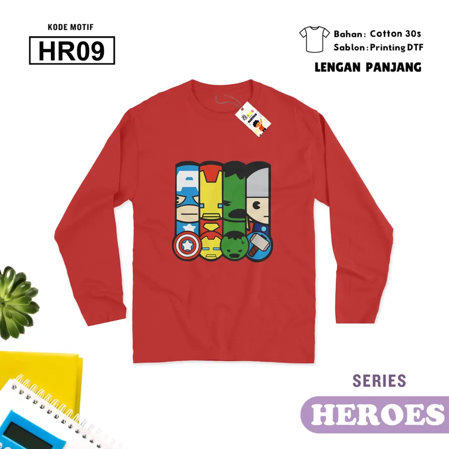 HR09 - Kaos Kids/Junior Cotton 30s Panjang [Varian: S Kids (1-2 y) / Biru Turkish]