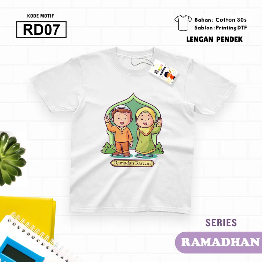 RD07 - Kaos Dewasa Cotton 30s Pendek [Varian: M / Biru Turkish]