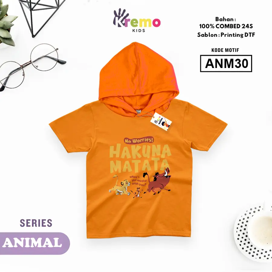 ANM30 - Hoodie Kids Combed 24s Pendek [Varian: S (3-4 y) / Biru]