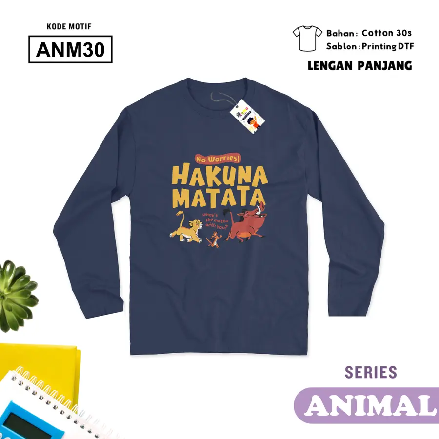 ANM30 - Kaos Kids/Junior Cotton 30s Panjang [Varian: S Kids (1-2 y) / Biru Turkish]