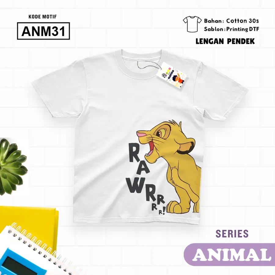 ANM31 - Kaos Kids/Junior Cotton 30s Pendek [Varian: S Kids (1-2 y) / Biru Turkish]