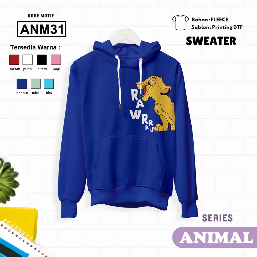 ANM31 - Sweater Kids Fleece Panjang [Varian: L (5-6 y) / Banhur]