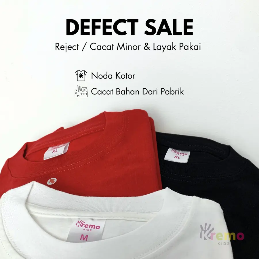 Defect/Reject Sale Kaos Combed 24S Kremo Kids [Varian: L]