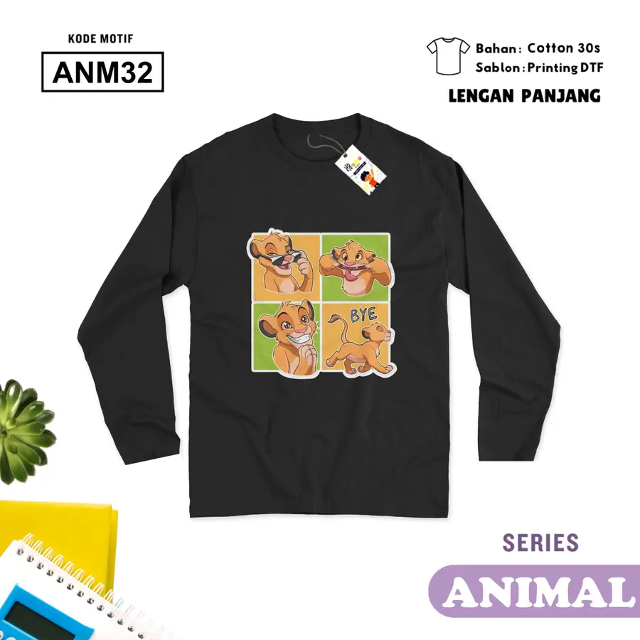 ANM32- Kaos Dewasa Cotton 30s Panjang [Varian: M / Hitam]