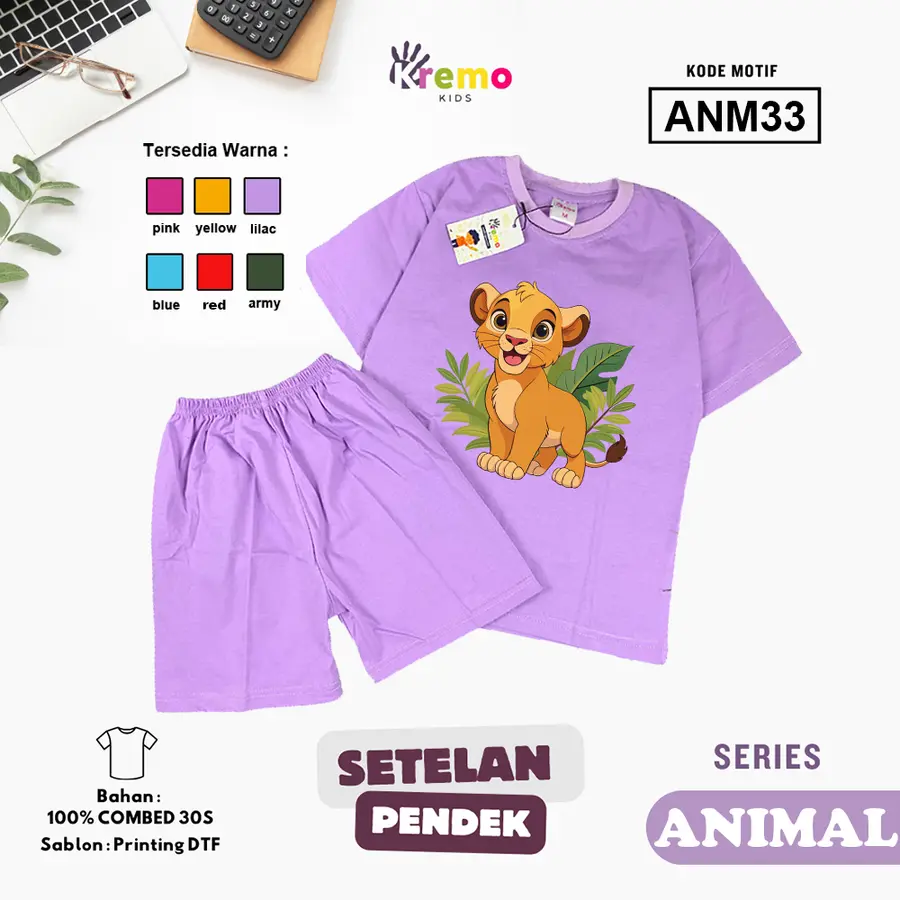 ANM33 - Setelan Kids Combed 30s Pendek [Varian: S (3-4 y) / Army]