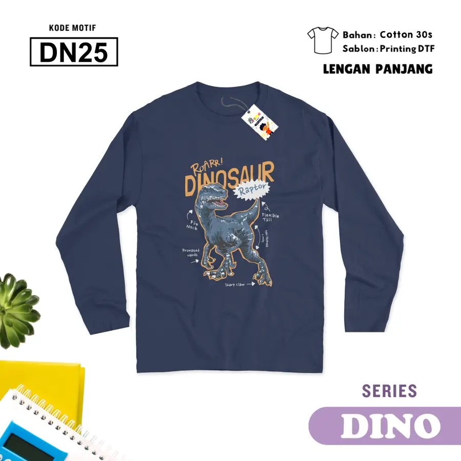 DN25 - Kaos Dewasa Cotton 30s Panjang [Varian: M / Hitam]