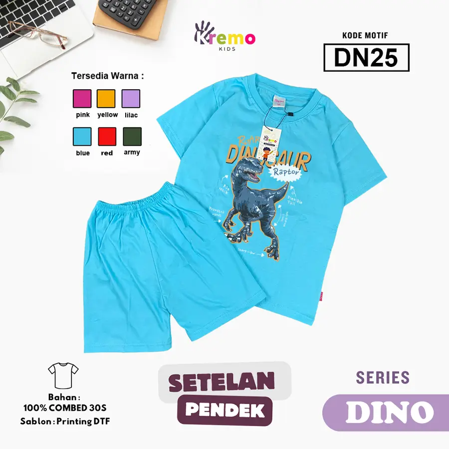 DN25 - Setelan Kids Combed 30s Pendek [Varian: S (3-4 y) / Army]
