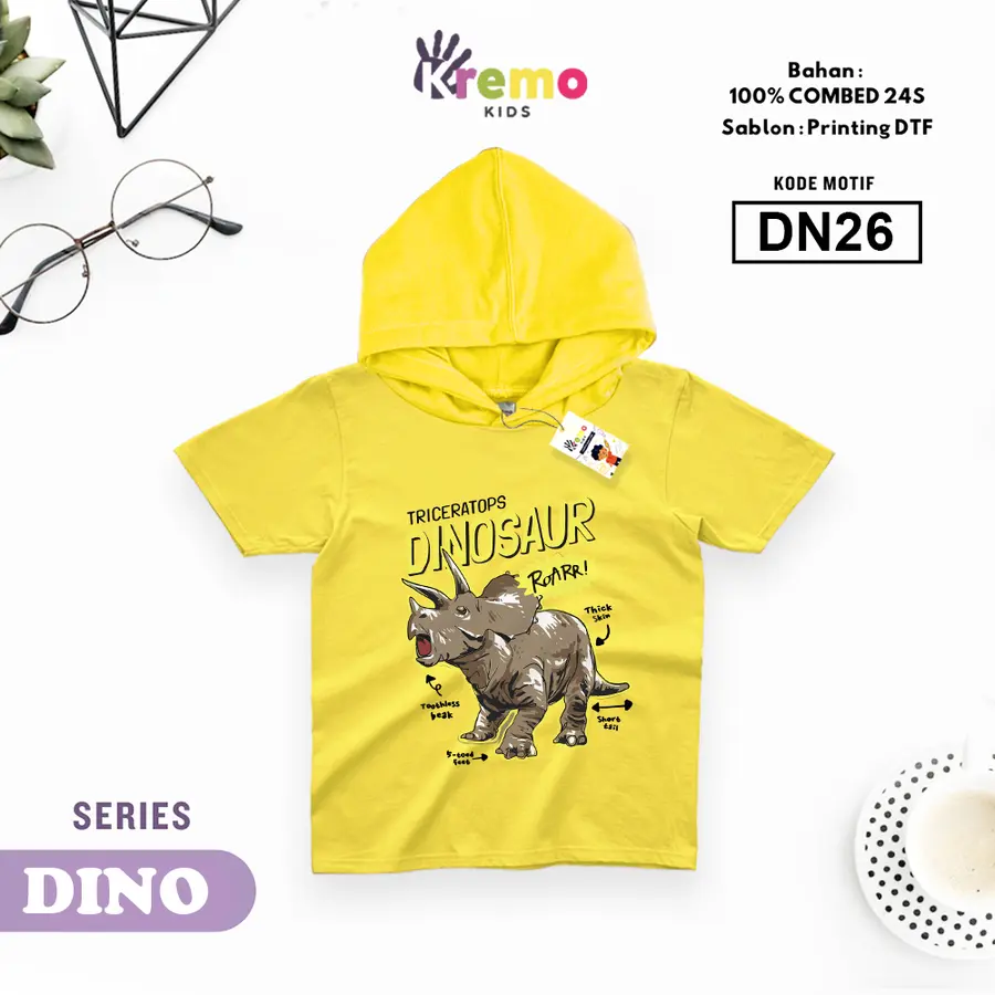 DN26 - Hoodie Kids Combed 24s Pendek [Varian: S (3-4 y) / Biru]