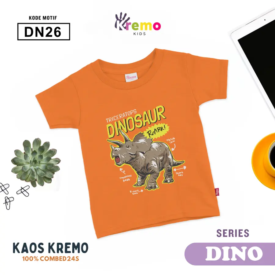 DN26 - Kaos Kids Combed 24s Pendek [Varian: S (3-4 y) / Biru]