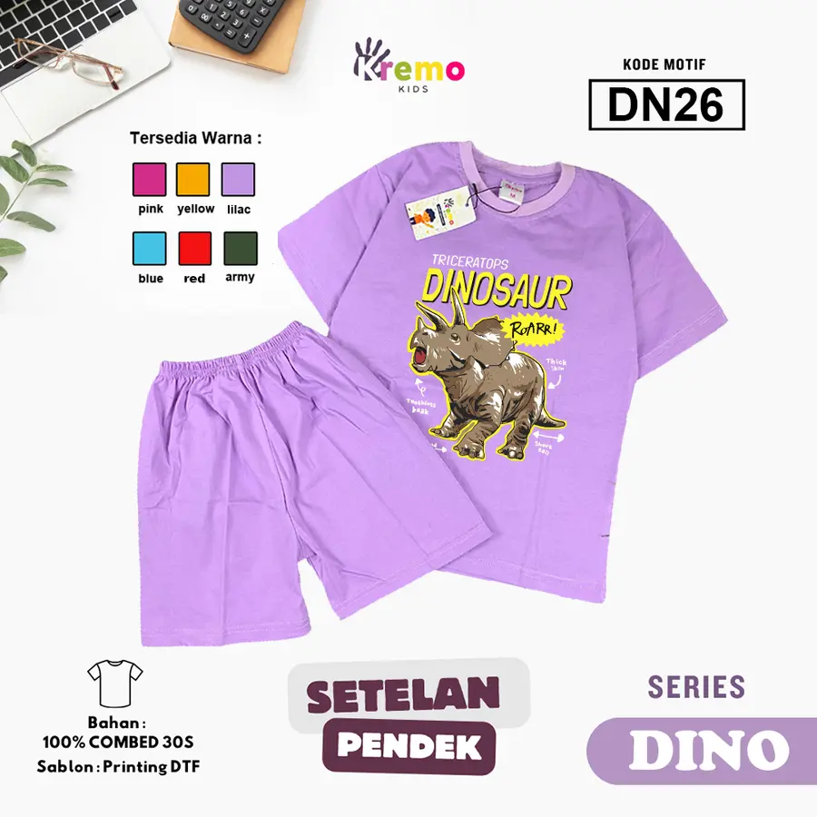 DN26 - Setelan Kids Combed 30s Pendek [Varian: S (3-4 y) / Army]