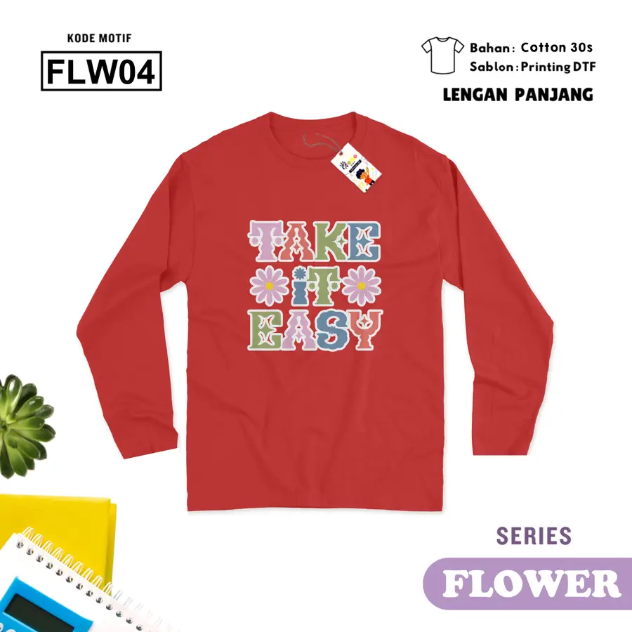 FLW04 - Kaos Dewasa Cotton 30s Panjang [Varian: M / Hitam]