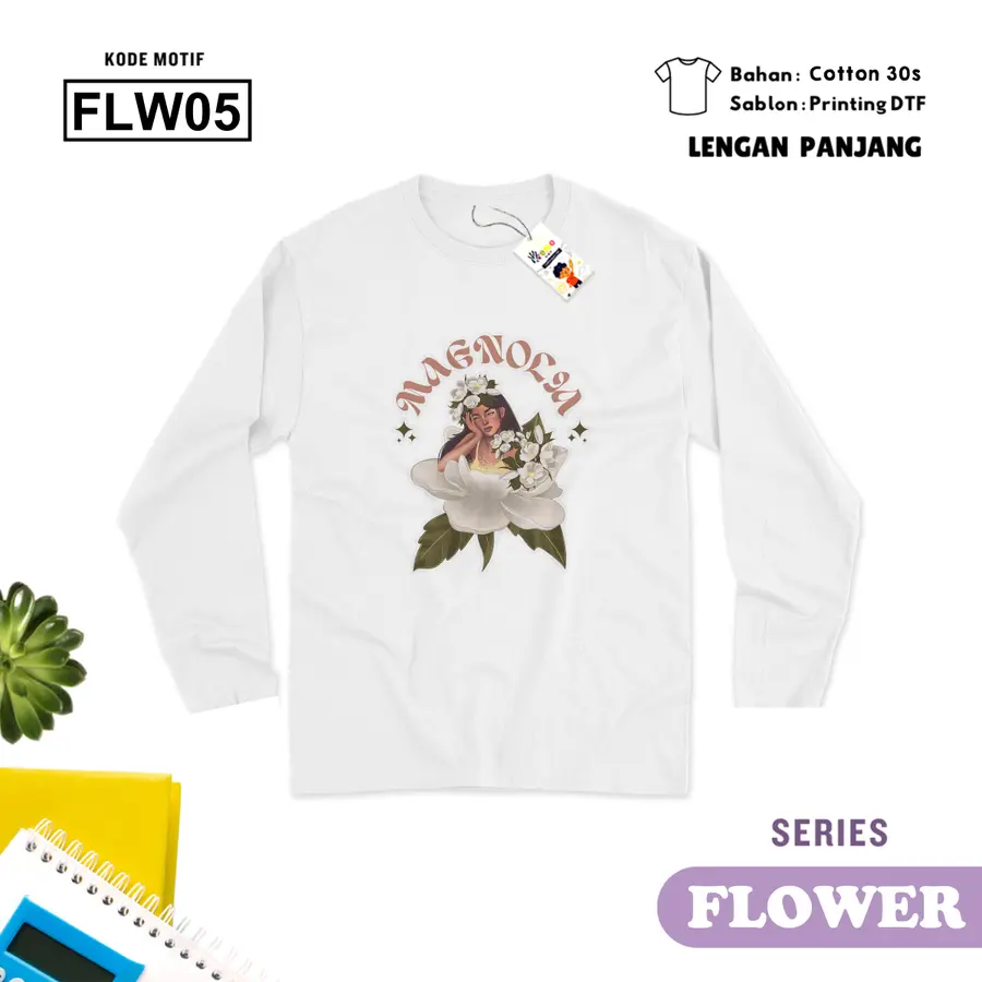 FLW05 - Kaos Dewasa Cotton 30s Panjang [Varian: M / Hitam]