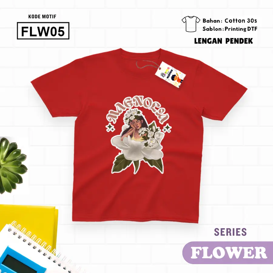 FLW05 - Kaos Dewasa Cotton 30s Pendek [Varian: M / Biru Turkish]