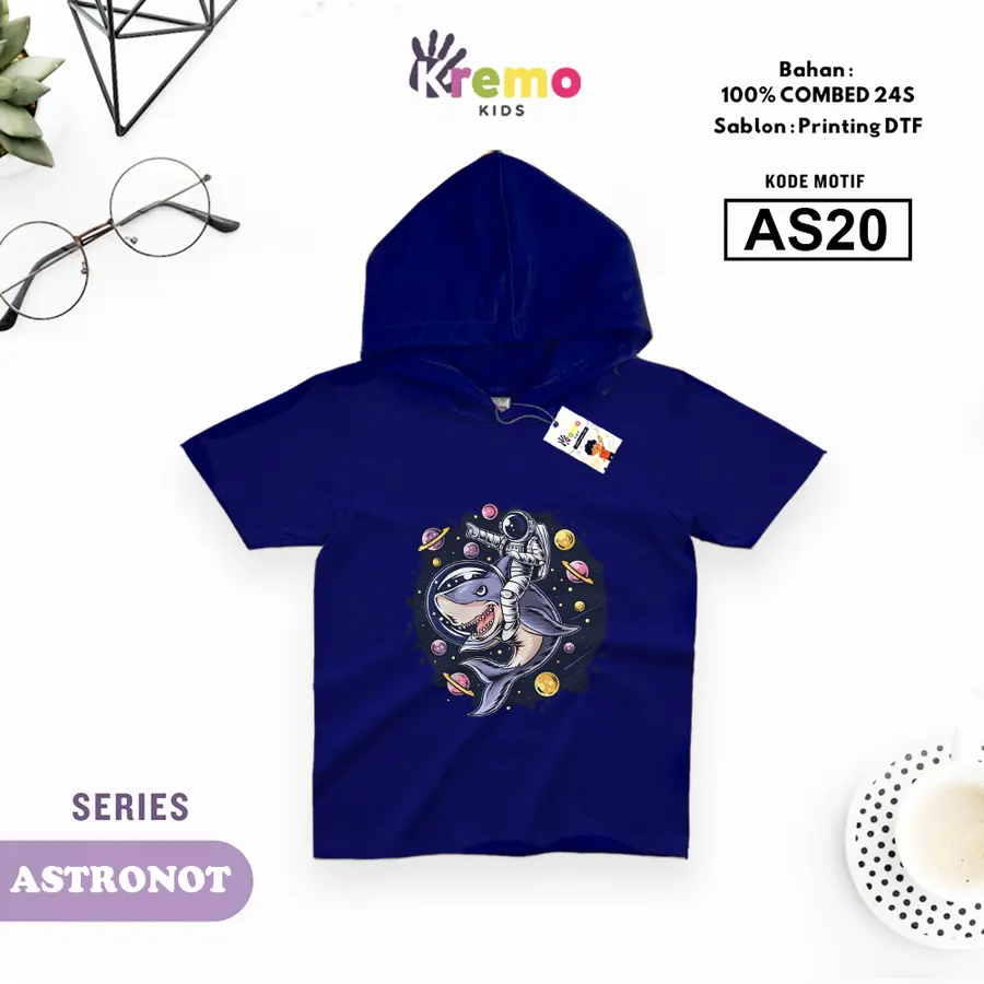 AS20 - Hoodie Kids Combed 24s Pendek [Varian: S (3-4 y) / Biru]
