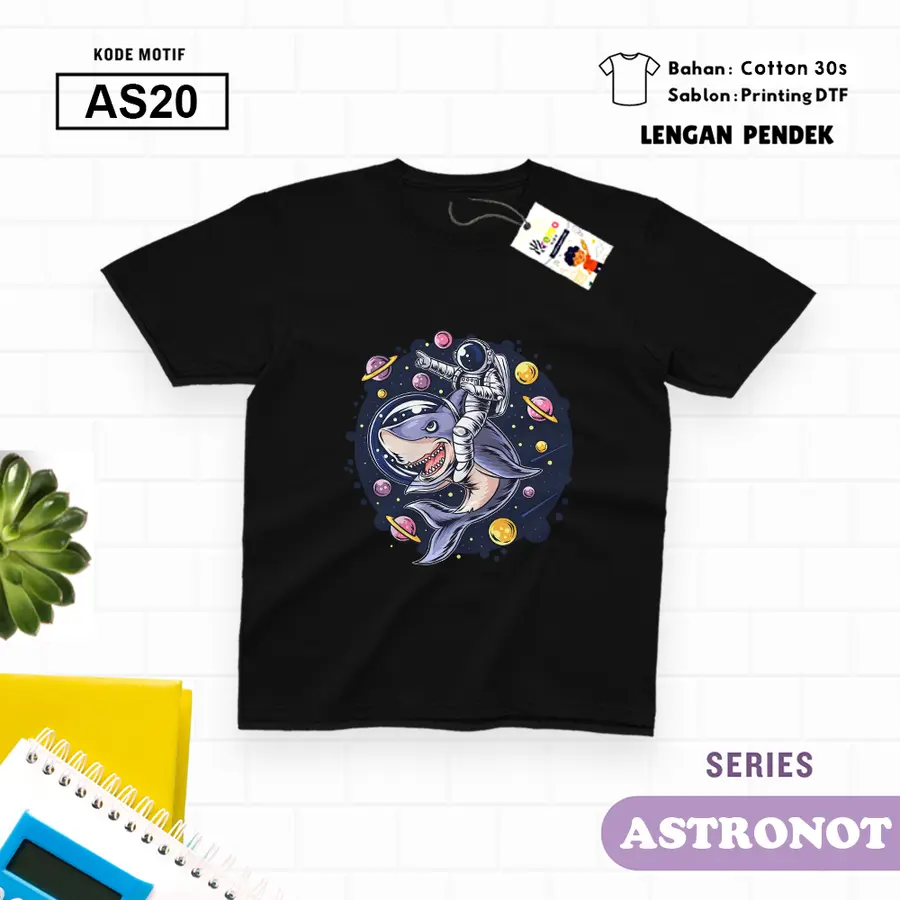 AS20 - Kaos Kids/Junior Cotton 30s Pendek [Varian: S Kids (1-2 y) / Biru Turkish]