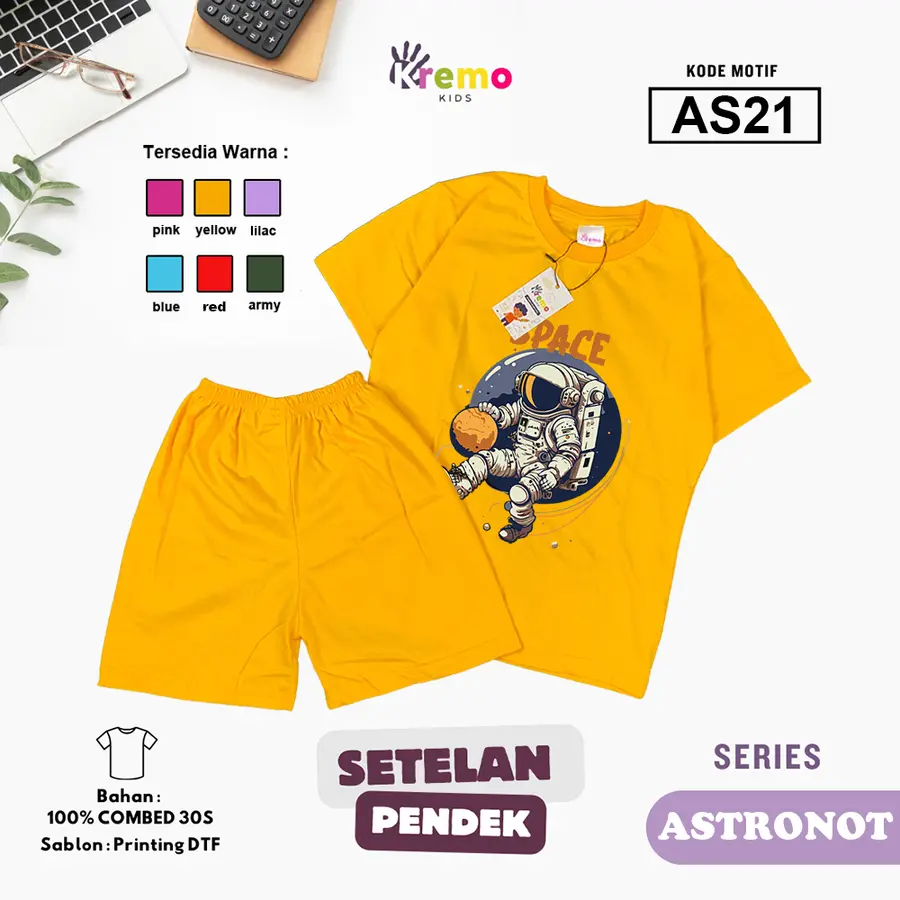 AS21 - Setelan Kids Combed 30s Pendek [Varian: S (3-4 y) / Army]