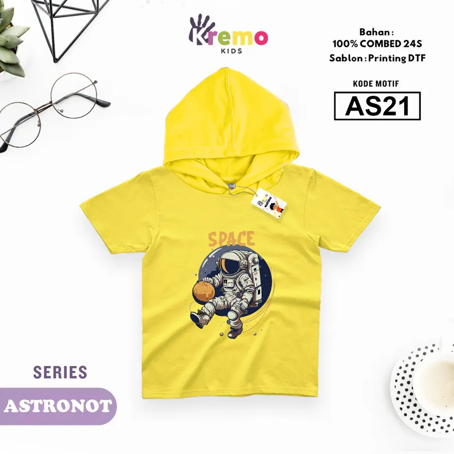 AS21 - Hoodie Kids Combed 24s Pendek [Varian: S (3-4 y) / Biru]