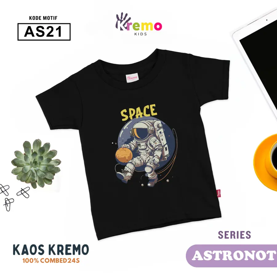 AS21 - Kaos Kids Combed 24s Pendek [Varian: S (3-4 y) / Biru]