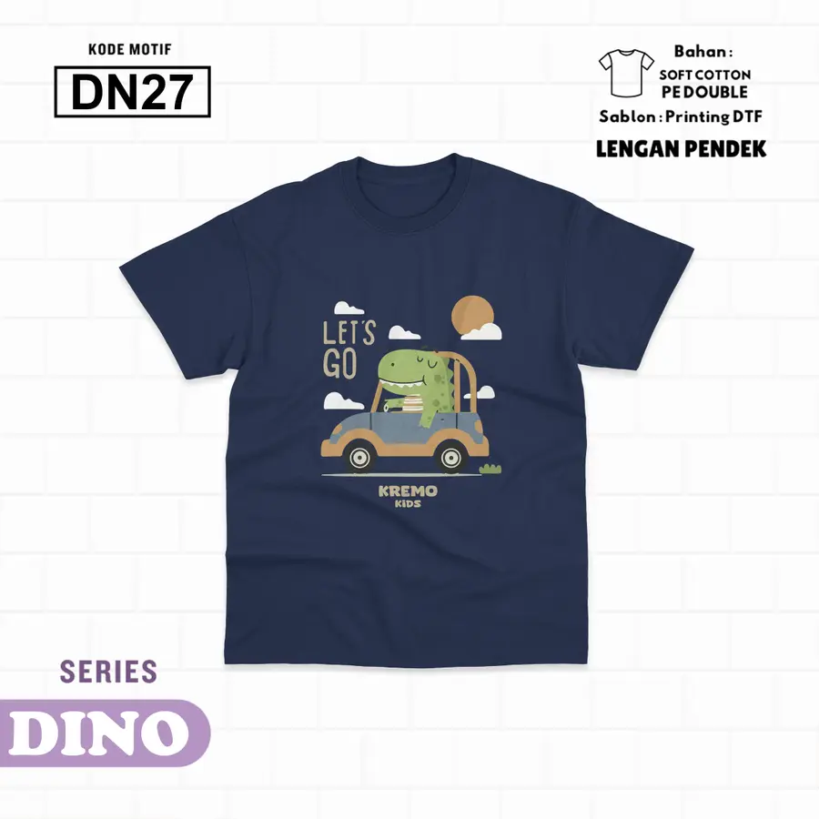 DN27 - Kaos Kids Soft Cotton Pendek [Varian: L (5-6 y) / Hitam]