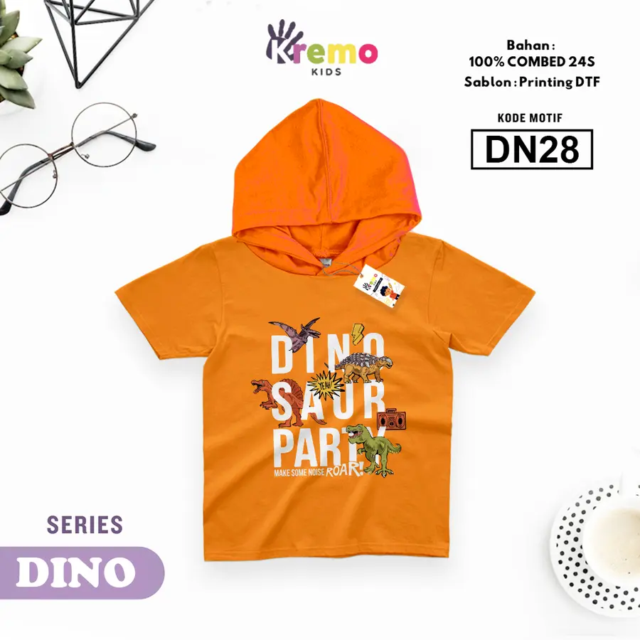 DN28 - Hoodie Kids Combed 24s Pendek [Varian: S (3-4 y) / Biru]