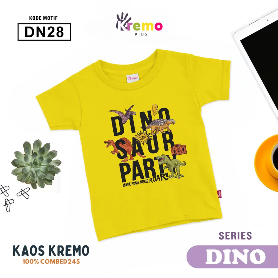 DN28 - Kaos Kids Combed 24s Pendek [Varian: S (3-4 y) / Biru]