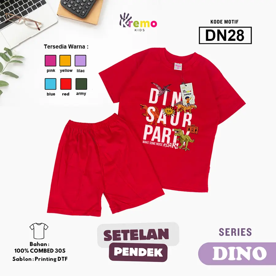 DN28 - Setelan Kids Combed 30s Pendek [Varian: S (3-4 y) / Army]