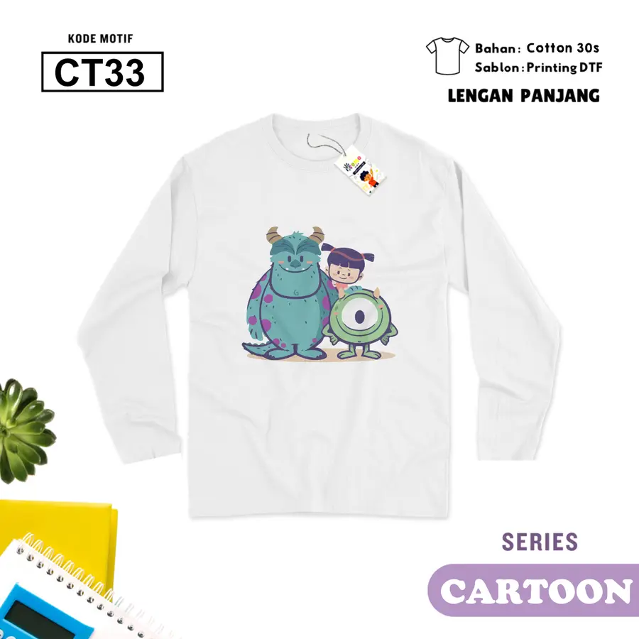 CT33 - Kaos Kids/Junior Cotton 30s Panjang [Varian: S Kids (1-2 y) / Biru Turkish]