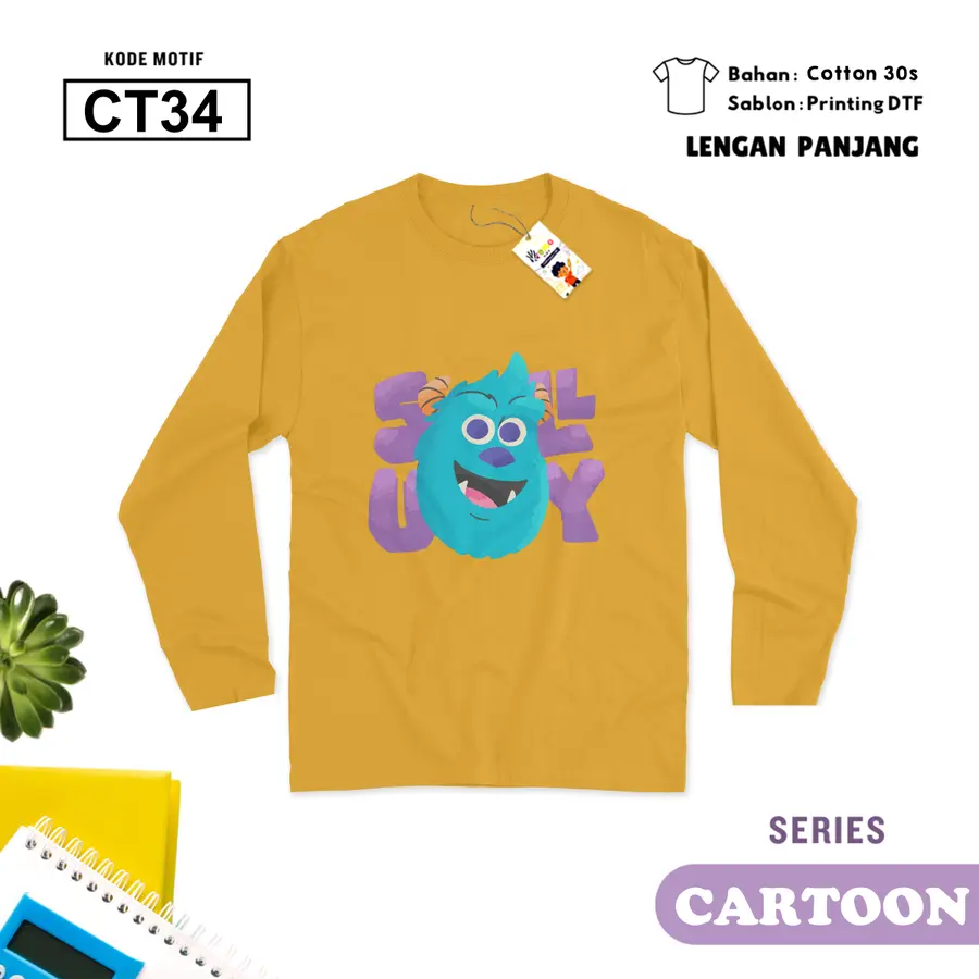 CT34 - Kaos Dewasa Cotton 30s Panjang [Varian: M / Hitam]