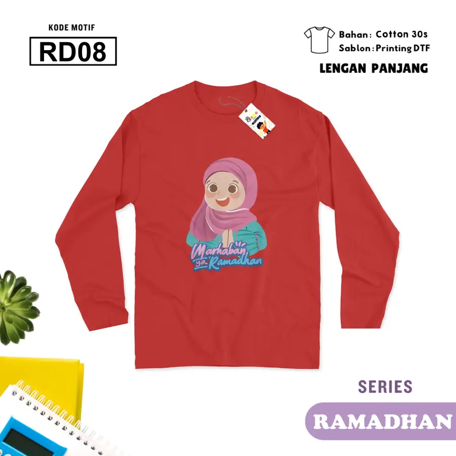 RD08 - Kaos Kids/Junior Cotton 30s Panjang [Varian: S Kids (1-2 y) / Biru Turkish]